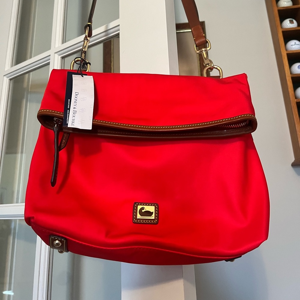 Dooney and Bourke Flapover Crossbody Red New with Tags